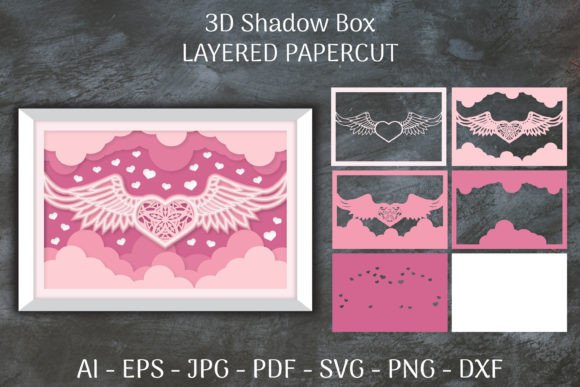 3D SVG Love Wings for Shadow Boxes