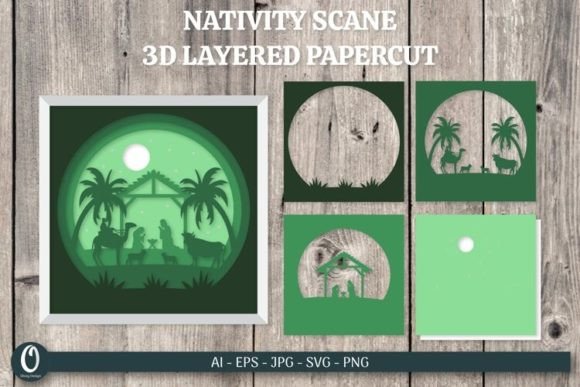 3D SVG Nativity for Shadow Boxes