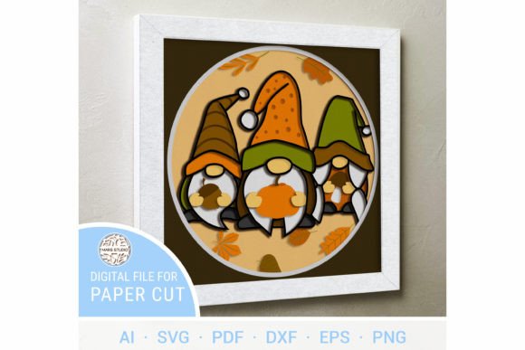 Autumn Gnomes 3D SVG for Shadow Boxes