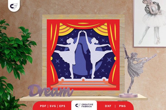 Ballerina Shadow Box 3D SVG for Sports Branding