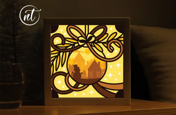 Christmas Ball with Snowman Xmas 3D SVG Shadow Boxes