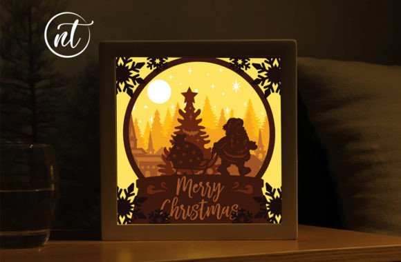 Christmas Snowball Globe with Santa: 3D SVG Shadow Boxes