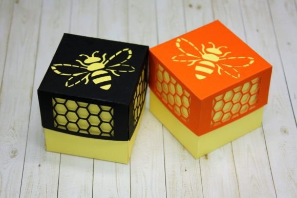 Favor Box Honeycomb Bees: 3D SVG Gift Boxes