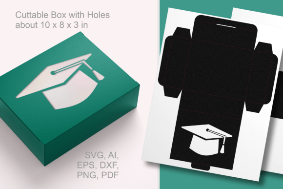 Graduation Hat Window Rectangular Box 3D SVG Shadow Boxes