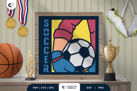 Soccer Player 3D Paper Cut SVG for Sports Design