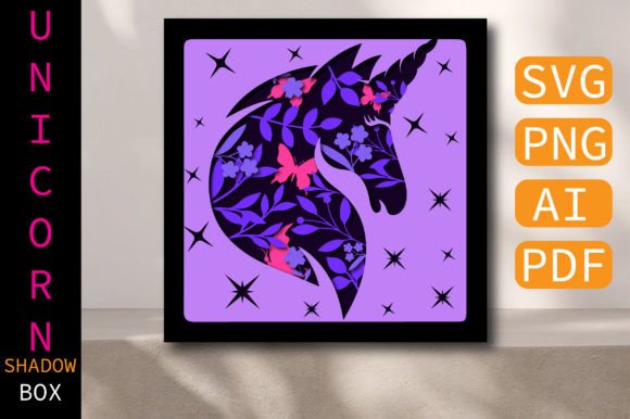 Unicorn Shadow Box 3D SVG for Shadow Boxes